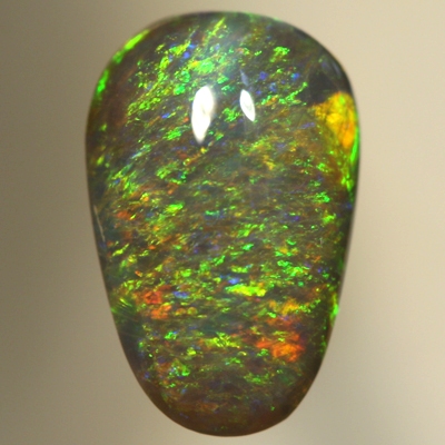 SOLID BLACK OPAL High dome with an even pattern of orange and green. SEE VIDEO